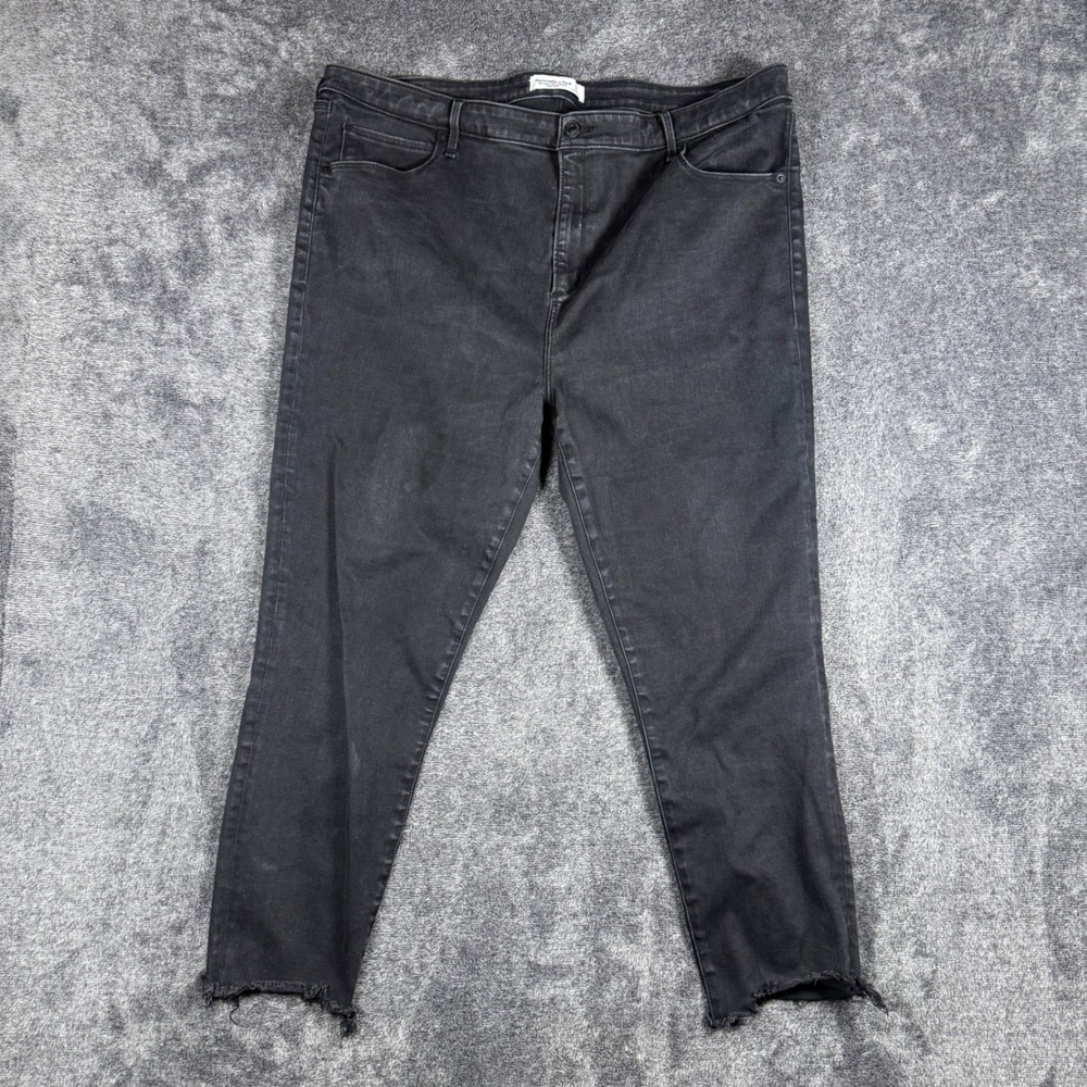 Abercrombie & Fitch Super Skinny Ankle High Rise Jeans Black Raw Hem 36/22R